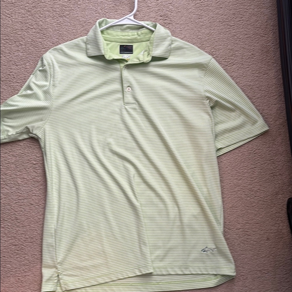 Greg Norman Collection Pale Green Striped Polo
